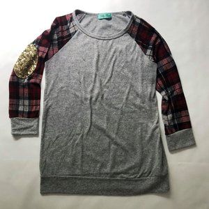 Filly flair Plaid colorblock long sleeve